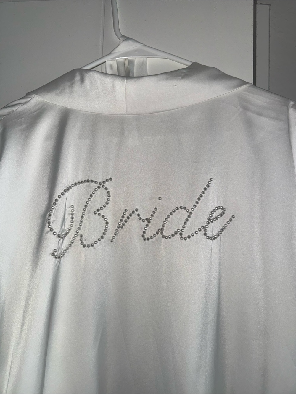 Bride Satin Robe with Rhinestone Script - Picture 2 of 4
